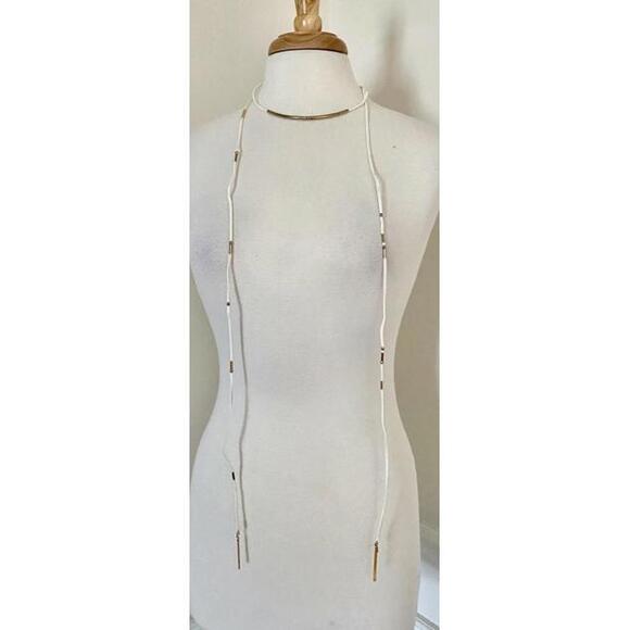 NWT Ettika White Vegan Suede Wrap Necklace Multi-Strand Gold-Tone OS - Picture 4 of 6